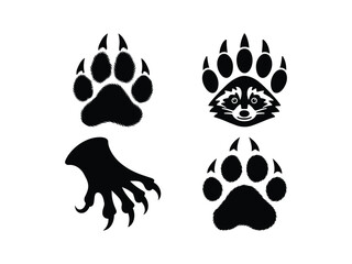 Fototapeta premium Animal Tracks Silhouettes Vector Set - Wildlife Footprints Design Elements
