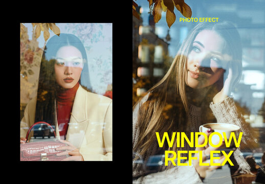 Window Reflection Poster Template Effect Mockup