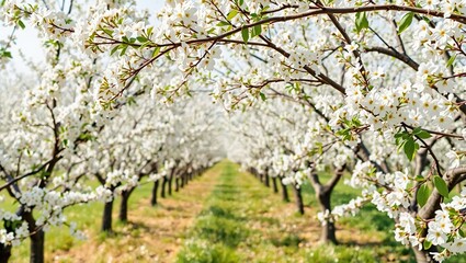 Fototapeta premium Spring Orchard Blossoms - Expansive View