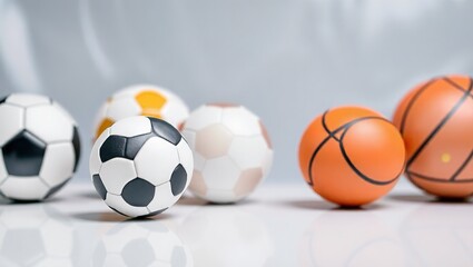 Sport Balls Overlaid on Transparent Background with Room for Text