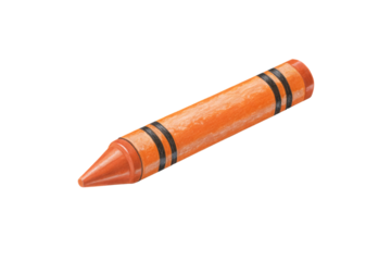 A realistic orange crayon with a glossy finish, isolated on a transparent background