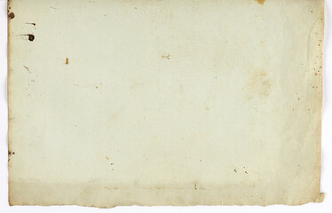 Feuille, page de papier ancien sali et jauni par le temps avec taches isolées. Fond vintage de texture de papier ancien pour les arrière-plans et les projets créatifs.