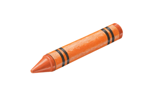 A realistic orange crayon with a glossy finish, isolated on a transparent background - Powered by Adobe