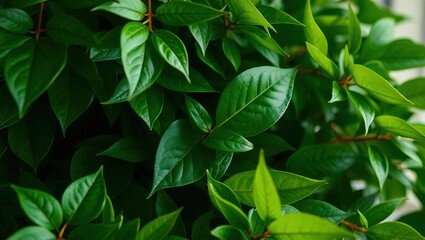 Fototapeta premium Lush Deep Green Foliage, Natural Background, Ideal for Product Placement