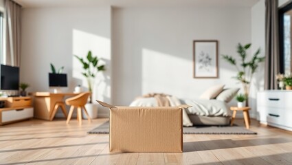 Modern Box Mockup in a Stylish Home Office Setting