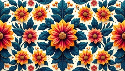 Intricate floral design, repeating seamlessly , texture, repeat