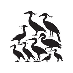  Collection of Bird Silhouettes with Different Postures, Ideal for Animal and Nature Art