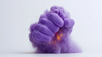 hand in glove with blue liquid