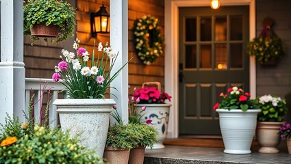 Fototapeta premium Springtime Porch Decor: Cozy Gathering Spot