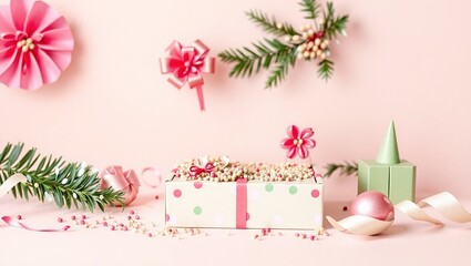 Birthday Gift Box Mockup with Party Decor -  Celebration Concept