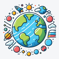 Flat planet earth icon. Vector illustration for web banner, web and mobile, infographics stock illustration