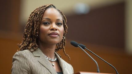 Confident Professional Speaker Delivering Inspiring Keynote Address