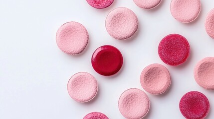 Obraz premium pink pills on white background