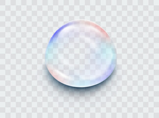 Colorful soap bubbles on a transparent background. Bright, dreamy bubbles with a rainbow gradient effect. Realistic soap bubble element vector set. Vector