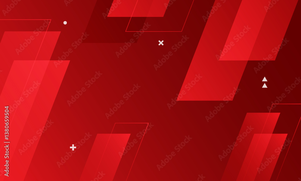 Wall mural abstract red geometric memphis background. dynamic shapes composition. eps10 vector