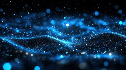 Obraz premium Abstract Blue Sparkle Wave: A Digital Art Piece