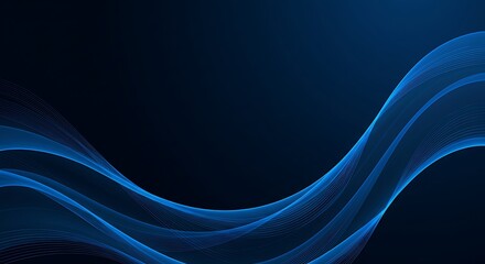 Obraz premium Abstract Blue Wave Background, Smooth Flowing Lines AI Generated