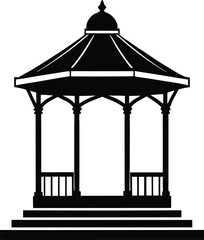 Elegant Gazebo Silhouette Vector & Icon Logo Collection
