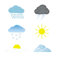 Set of weather icons on white background.Vector illustration.