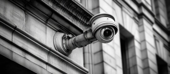 Naklejka premium City building exterior security camera surveillance