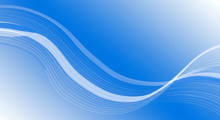 Obraz premium Abstract Blue Wave Background, Smooth Curves Design AI Generated