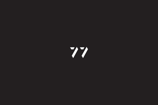 Number 77 logo design concept with black background. 