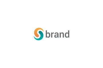 Abstract Orange and Green letter S Logo, Swirl Gradient Icon with white background. 