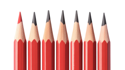 Set of Red Pencils Isolated on White Background for School, Office, and Writing Concepts