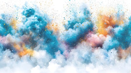 Fototapeta premium Vibrant Abstract Clouds with Colorful Particles Creating a Dreamlike Atmosphere
