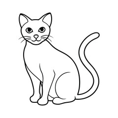 Outline Drawing of Sitting Cat with Delicate Features