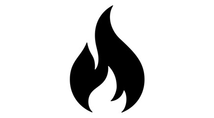 Fire, flame, bonfire. Flame fire icon, abstract style on white background. Flat burn fire symbol, bonfire sign, flame campfire emoji. Camping fireball minimal graphic style. Vector Illustration