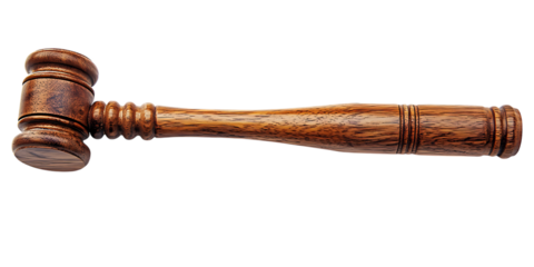 wooden gavel isolated used in courtroom for making legal decisions and auction