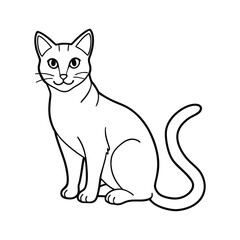 Outline Drawing of Sitting Cat with Delicate Features