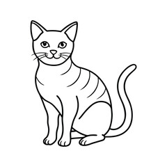 Outline Drawing of Sitting Cat with Delicate Features