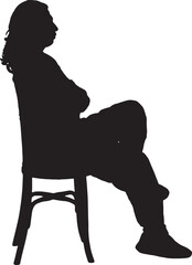 vector; silhouette of man sitting on chair