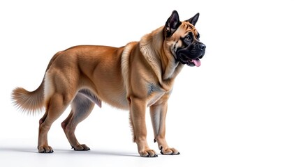 Obraz premium Majestic mastiff, powerful stance, white background, white, white background photography, profile