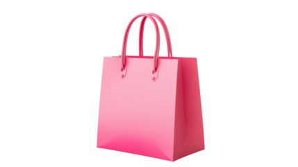 Pink Shopping Bag Isolated on White Background for Retail, Fashion, and Gift Packaging