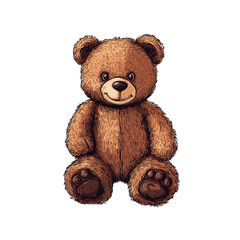 Obraz premium Adorable Brown Teddy Bear Illustration - Cute Cartoon Plush Toy
