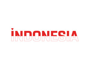 I love Indonesia, I love Indonesia typographic design with flag typography and heart on white background, Vector design of I love Indonesia, Indonesia National Day Design