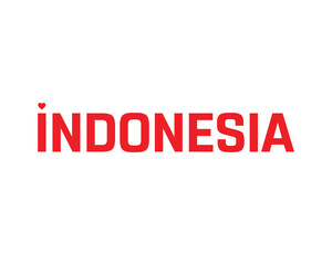 I love Indonesia, I love Indonesia typographic design with flag typography and heart on white background, Vector design of I love Indonesia, Indonesia National Day Design