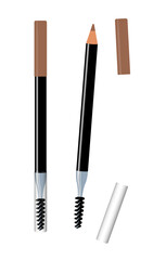 Eyebrow pencil with a brush. Vector illustration isolated. Beauty product. 