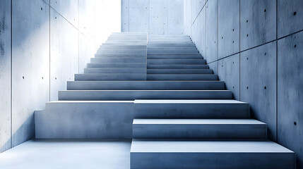 Obraz premium Modern concrete stairs leading upward in a welllit architectural space showcasing minimalist design elements&nbsp;