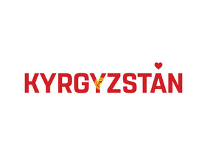 I love Kyrgyzstan, I love Kyrgyzstan typographic design with flag typography and heart on white background, Vector design of I love Kyrgyzstan, Kyrgyzstan National Day Design