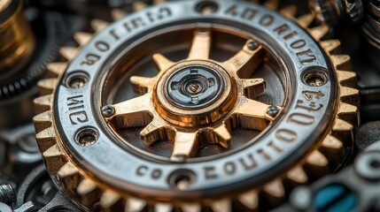 Obraz premium Intricate, layered mechanical gears, textures, and patterns with metal components