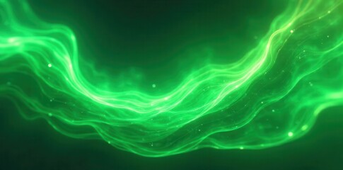 Abstract swirling green energy waves, vibrant hues , electricity, solar, environment