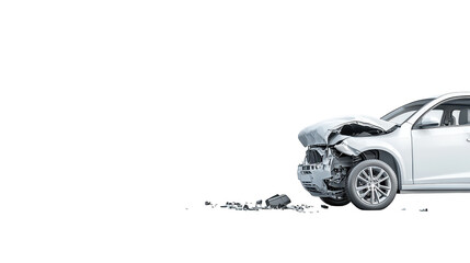 Car crash aftermath, extensive vehicle damage scene depicting road accident for insurance claim and safety awareness