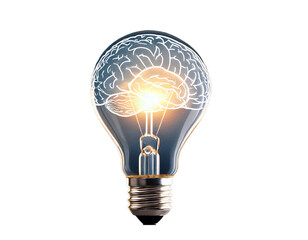 Brain glass bulb on transparent isolated background
