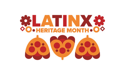 Latinx Heritage Month. National Hispanic Heritage Month. Hispanic and Latino Americans culture. Celebrate annual in United States. Poster, card, banner and background. Vector illustration