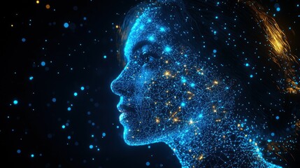 Obraz premium Digital Woman: A Portrait in Light and Code