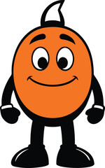 Funny cartoon orange  cat vector with a smiling face and a cute expression